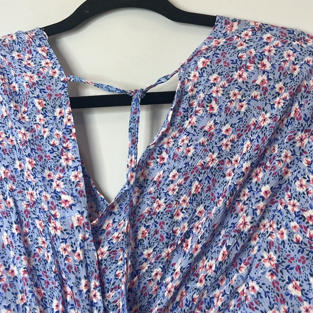 NWT Japna Dainty Floral Blue Pink White Long Sleeve Mini Dress Cottagecore Boho - Picture 4 of 6